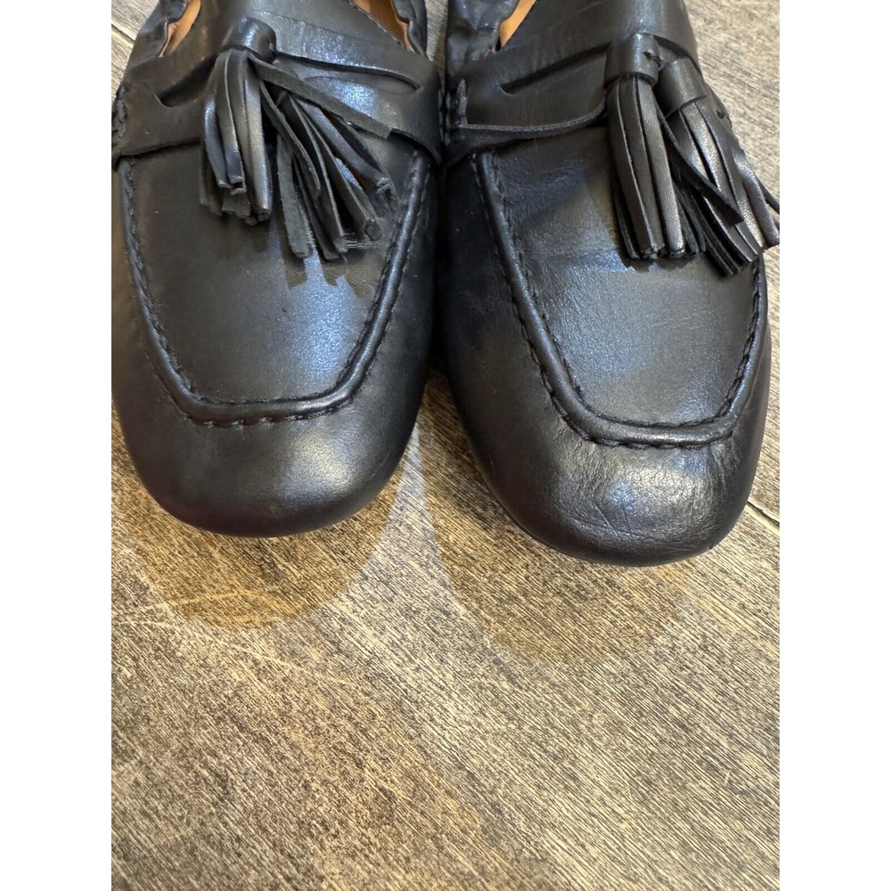 AQUATALIA Journee Tassel Black Leather Loafer Flats Shoes 9.5 Ballet Back - Picture 2 of 10